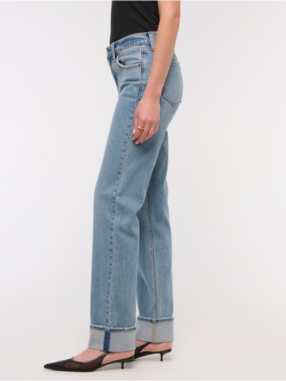 A&F Mid Rise 90s Straight Cuffed Hem Jean - Picture 9 of 9